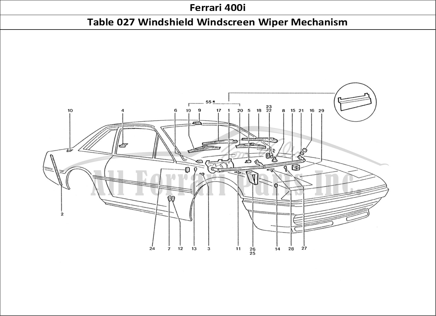 Ferrari Parts Ferrari 400 GT (Coachwork) Page 027 Wiper Motor & Wiper arms