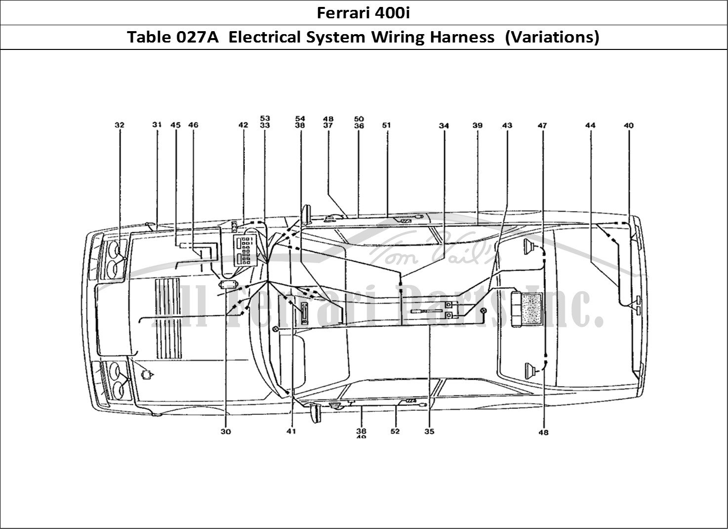 Ferrari Parts Ferrari 400 GT (Coachwork) Page 027 Car Loom (Variations)