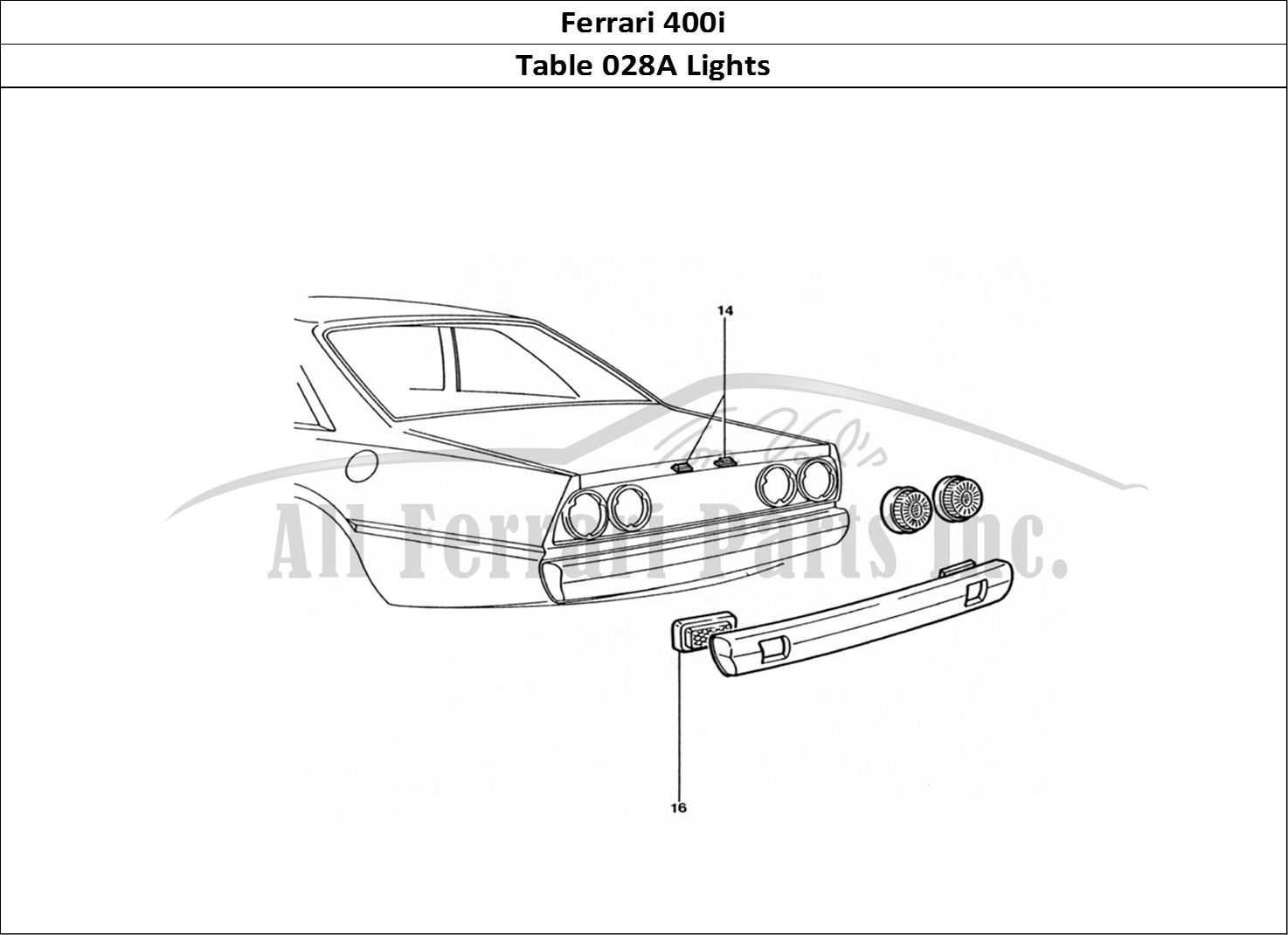 Ferrari Parts Ferrari 400 GT (Coachwork) Page 028 Rear lights (Variations)