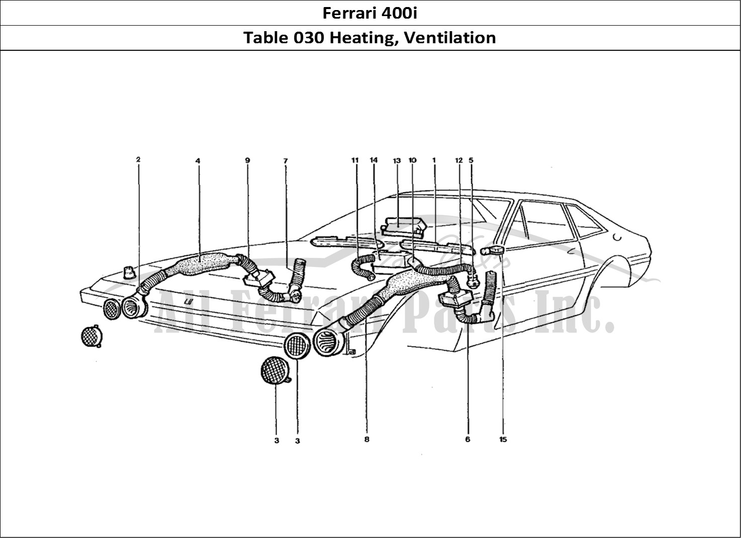 Ferrari Parts Ferrari 400 GT (Coachwork) Page 029 Front Heater matrix & blo