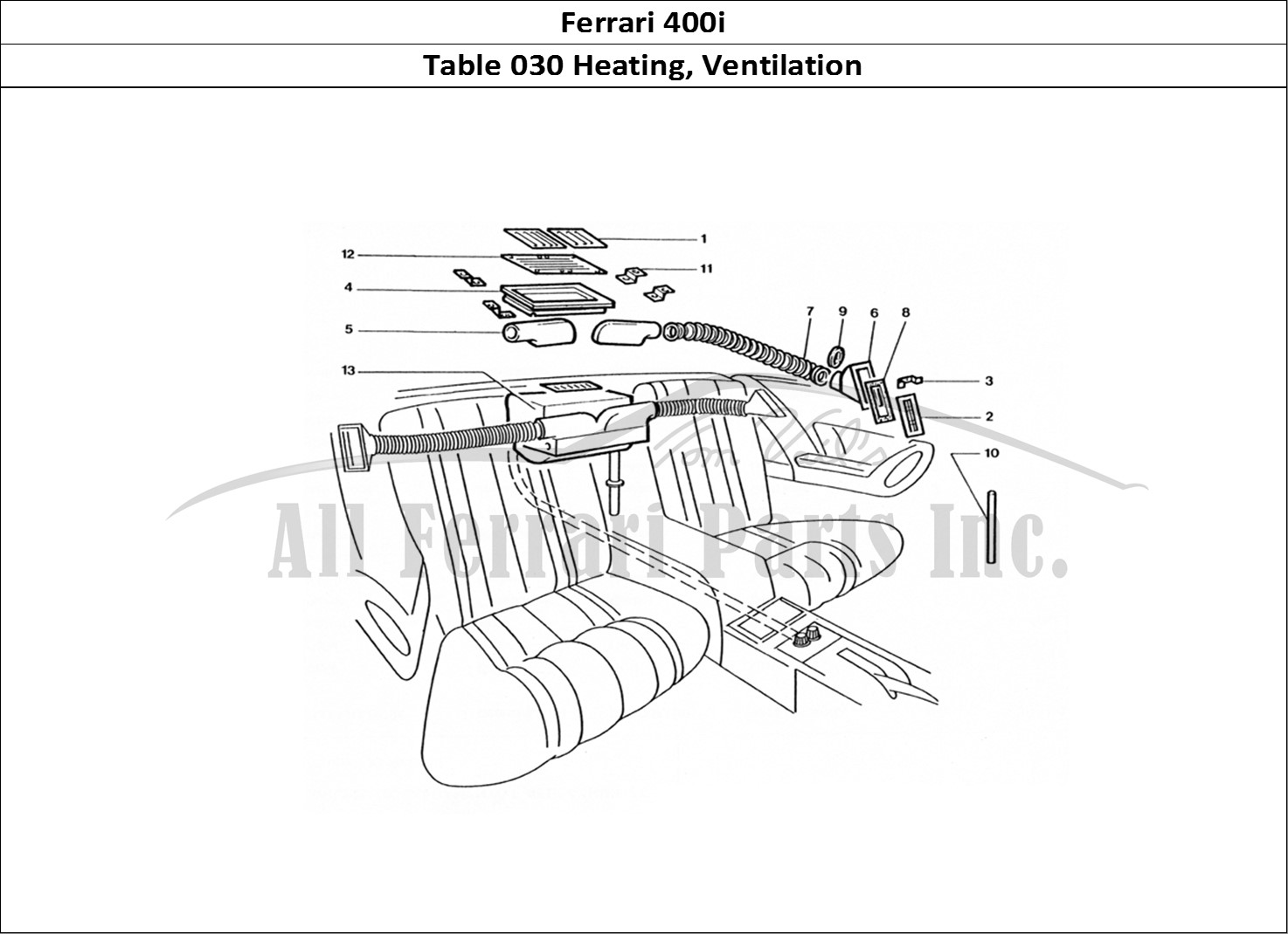 Ferrari Parts Ferrari 400 GT (Coachwork) Page 030 Rear Heater matrix