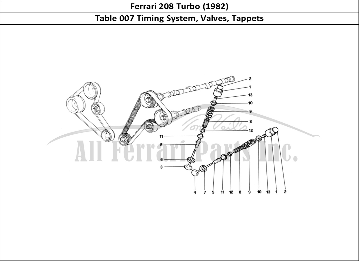 Ferrari Parts Ferrari 208 Turbo (1982) Page 007 Timing System - Tappets