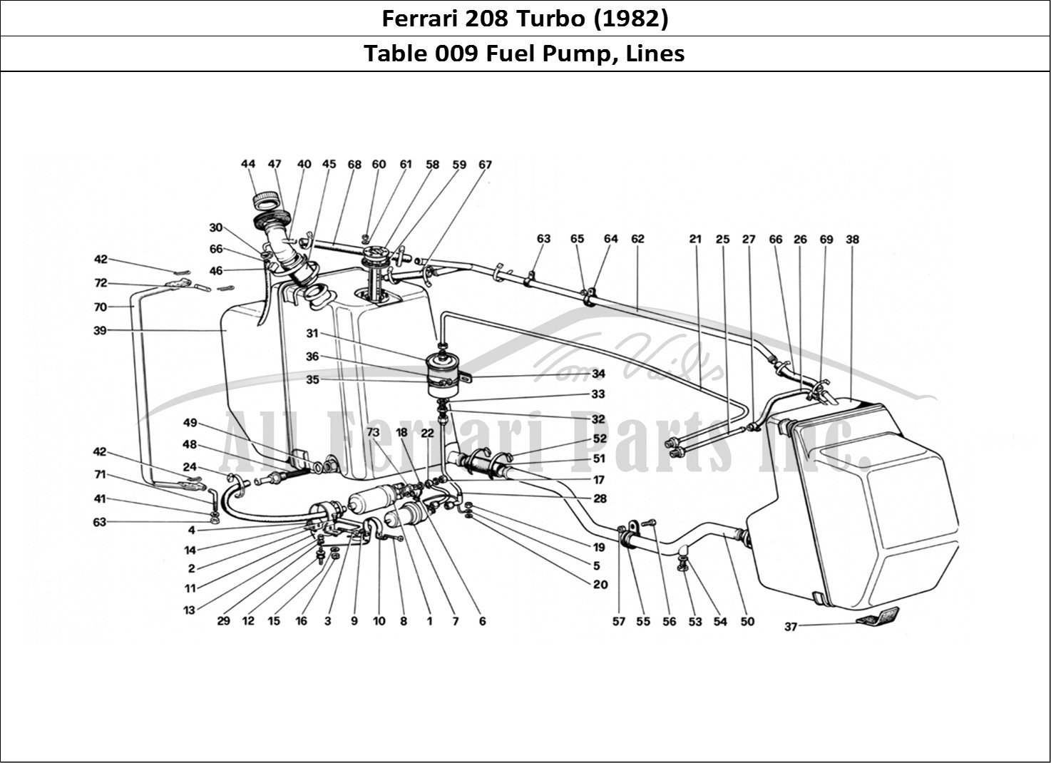 Ferrari Parts Ferrari 208 Turbo (1982) Page 009 Fuel Pump and Pipes