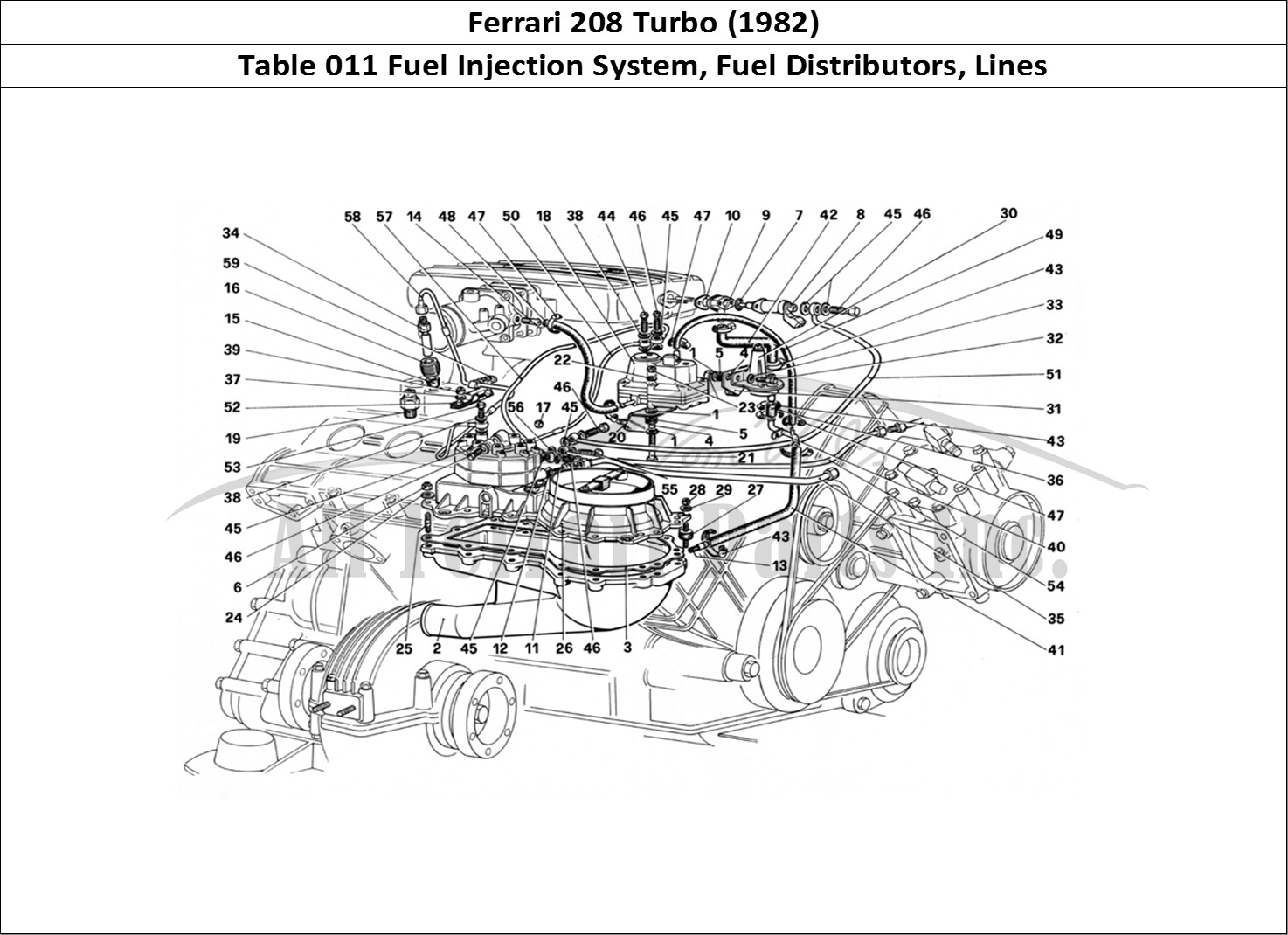 Ferrari Parts Ferrari 208 Turbo (1982) Page 011 Fuel Injection System - F