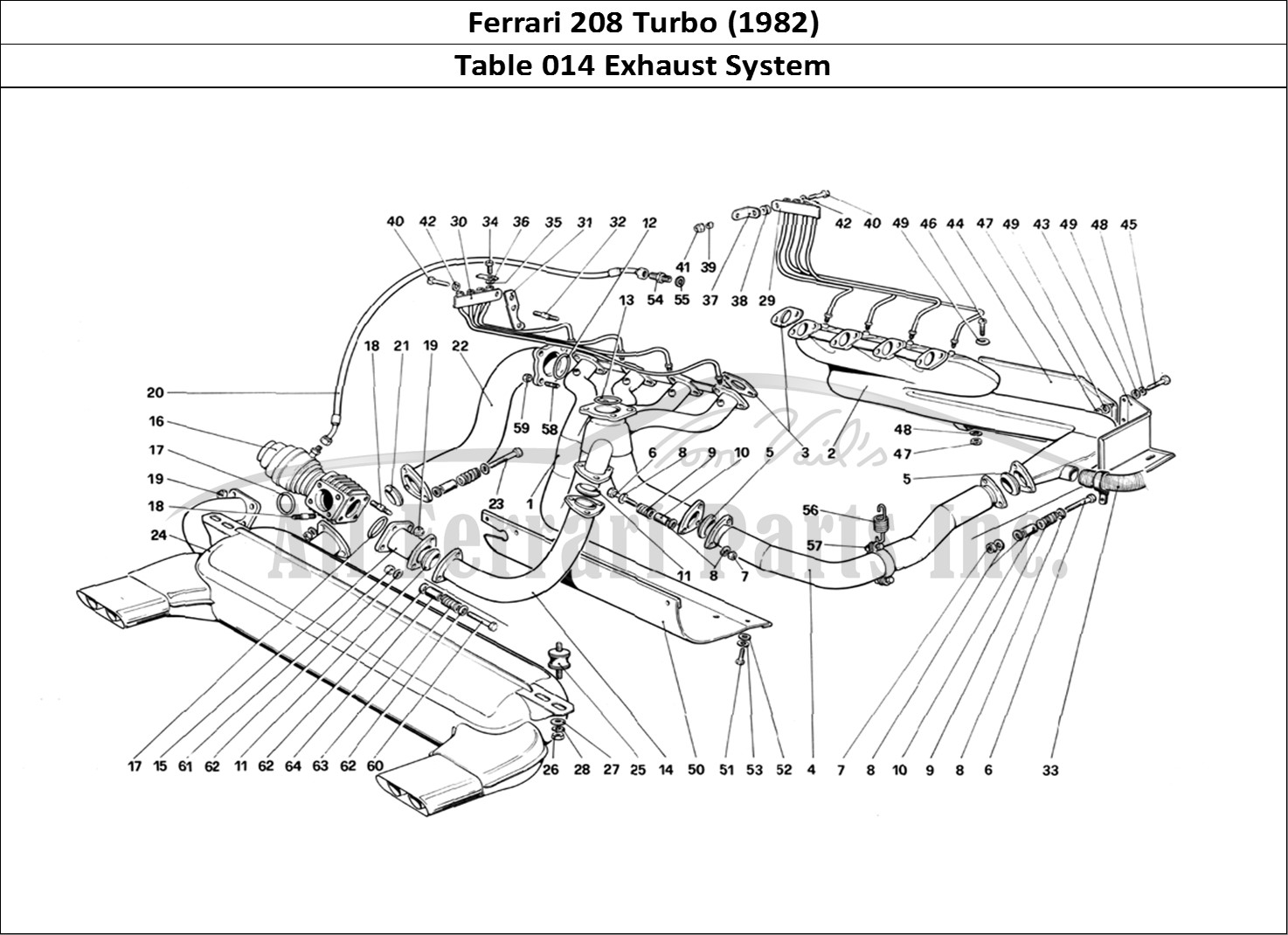 Ferrari Parts Ferrari 208 Turbo (1982) Page 014 Exhaust System