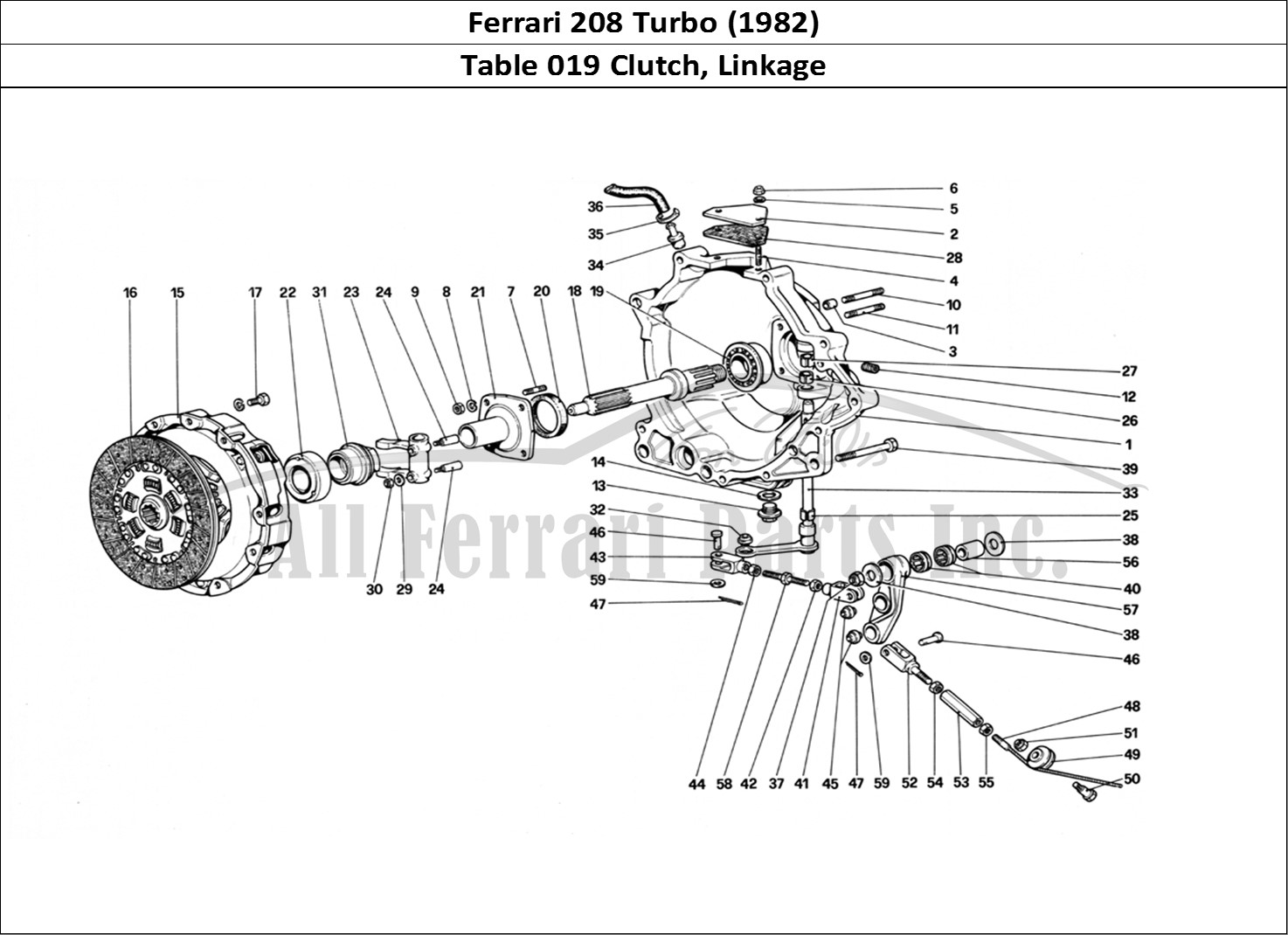 Ferrari Parts Ferrari 208 Turbo (1982) Page 019 Clutch and Controls