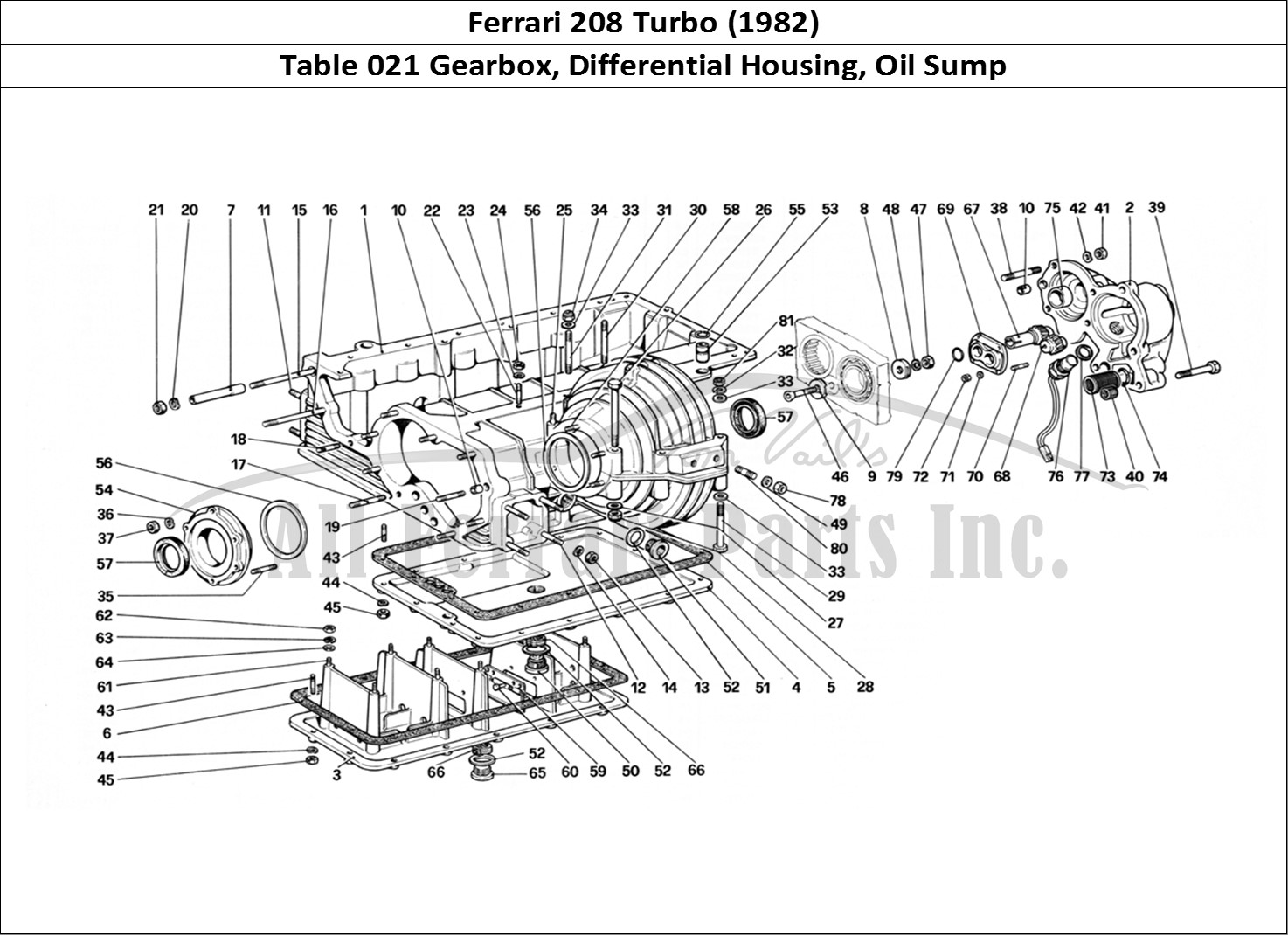 Ferrari Parts Ferrari 208 Turbo (1982) Page 021 Gearbox - Differential Ho
