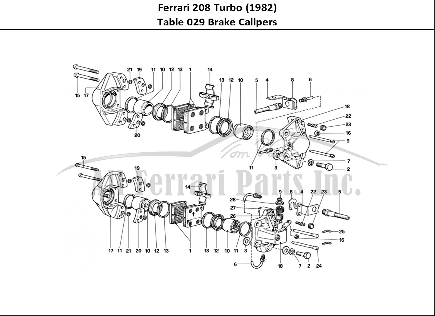 Ferrari Parts Ferrari 208 Turbo (1982) Page 029 Calipers for Front and Re
