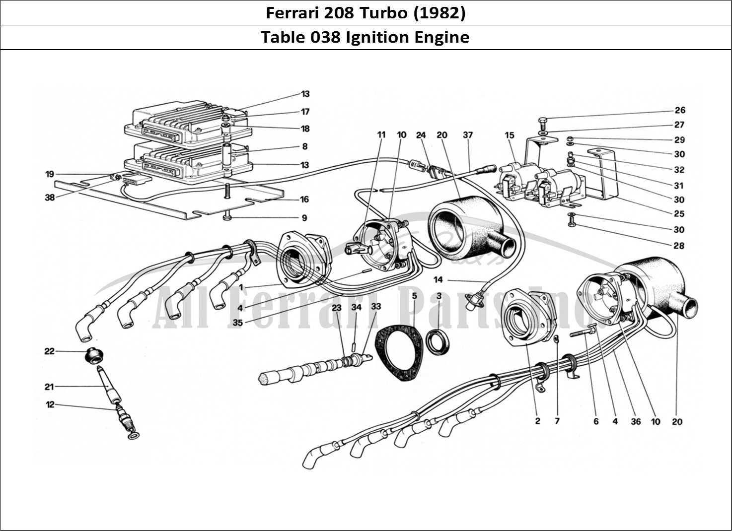 Ferrari Parts Ferrari 208 Turbo (1982) Page 038 Engine Ignition