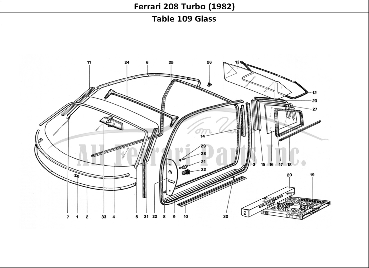 Ferrari Parts Ferrari 208 Turbo (1982) Page 109 Glasses