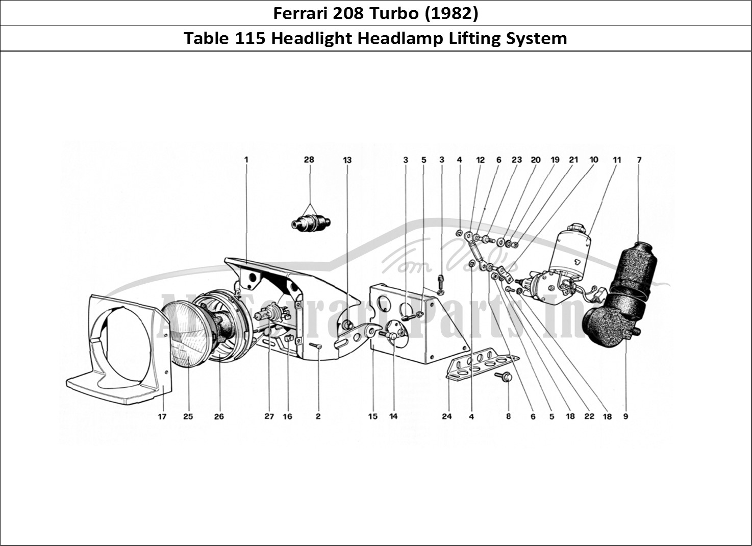 Ferrari Parts Ferrari 208 Turbo (1982) Page 115 Lights Lifting Device and