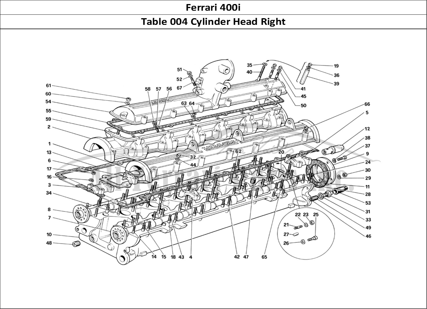 Ferrari Parts Ferrari 400i (1983 Mechanical) Page 004 Cylinder Head (Right)