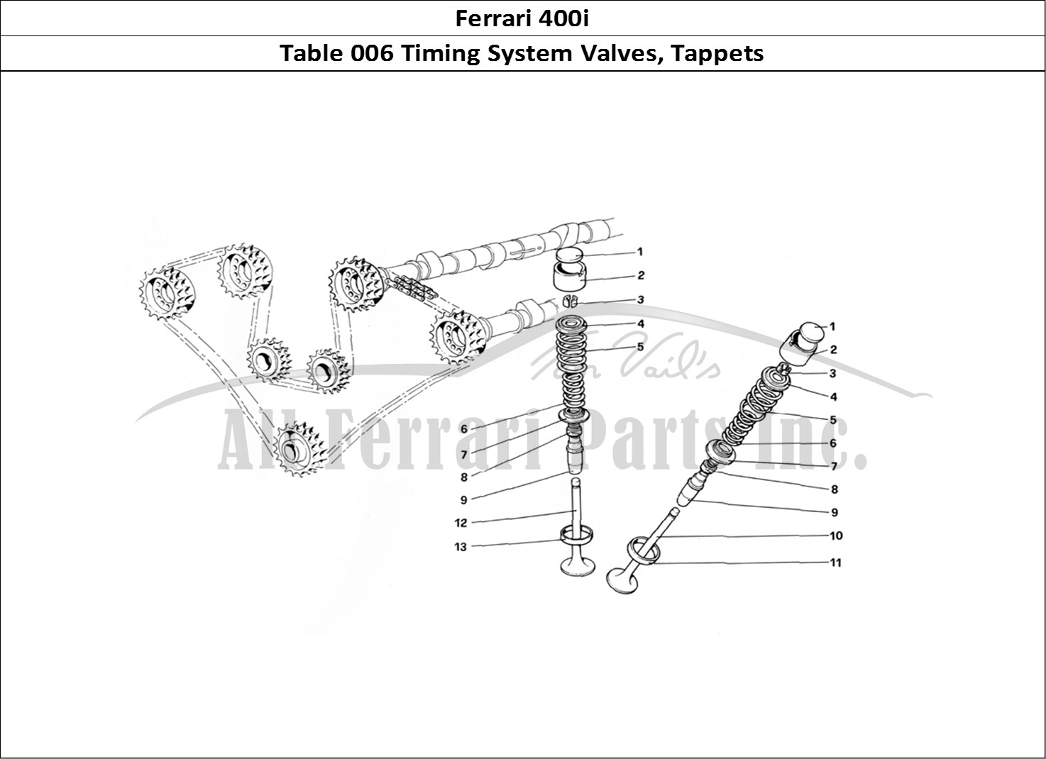 Ferrari Parts Ferrari 400i (1983 Mechanical) Page 006 Timing System - Bucket Ty