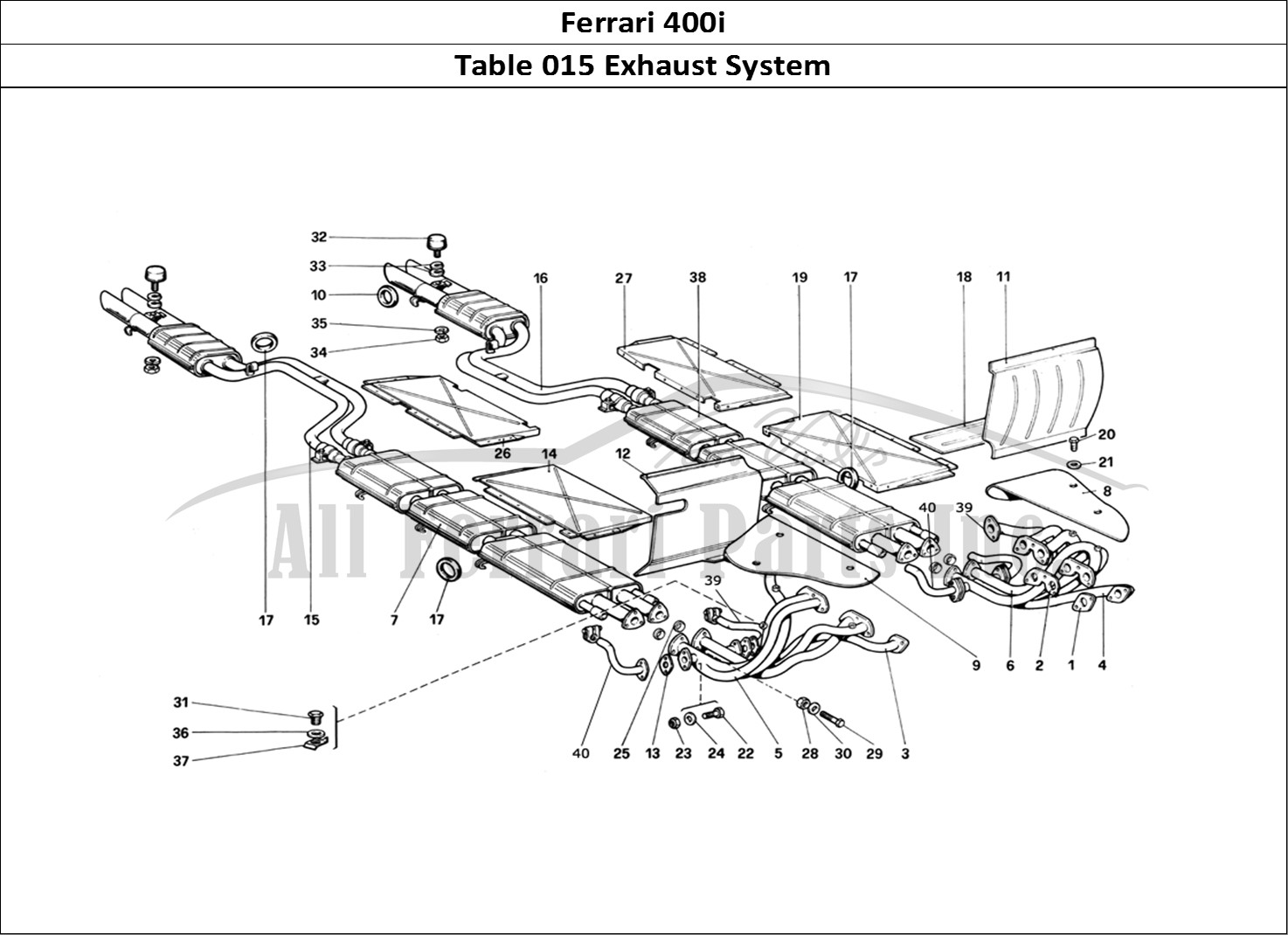 Ferrari Parts Ferrari 400i (1983 Mechanical) Page 015 Exhaust System