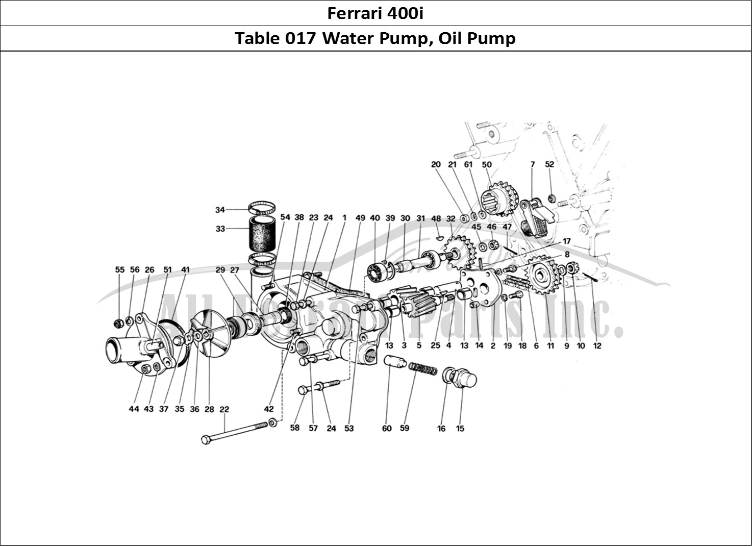 Ferrari Parts Ferrari 400i (1983 Mechanical) Page 017 Water Pump and Engine Oil