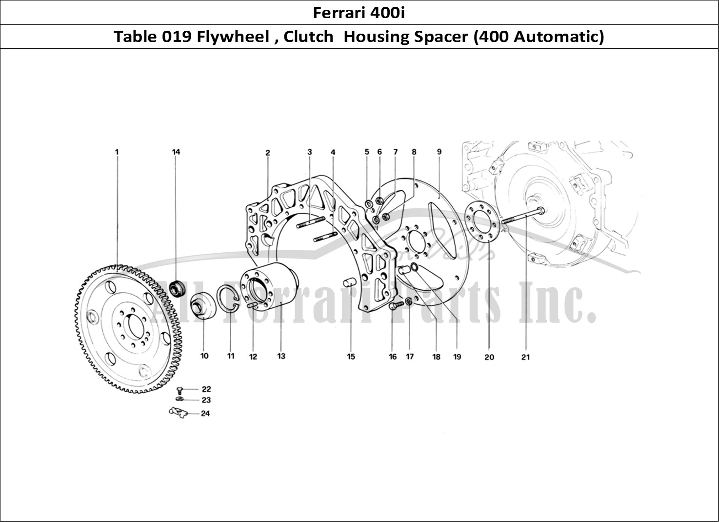 Ferrari Parts Ferrari 400i (1983 Mechanical) Page 019 Engine Flywheel and Clutc