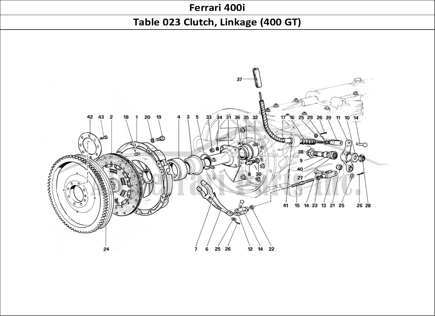 Ferrari Parts Ferrari 400i (1983 Mechanical) Page 023 Clutch System and Control
