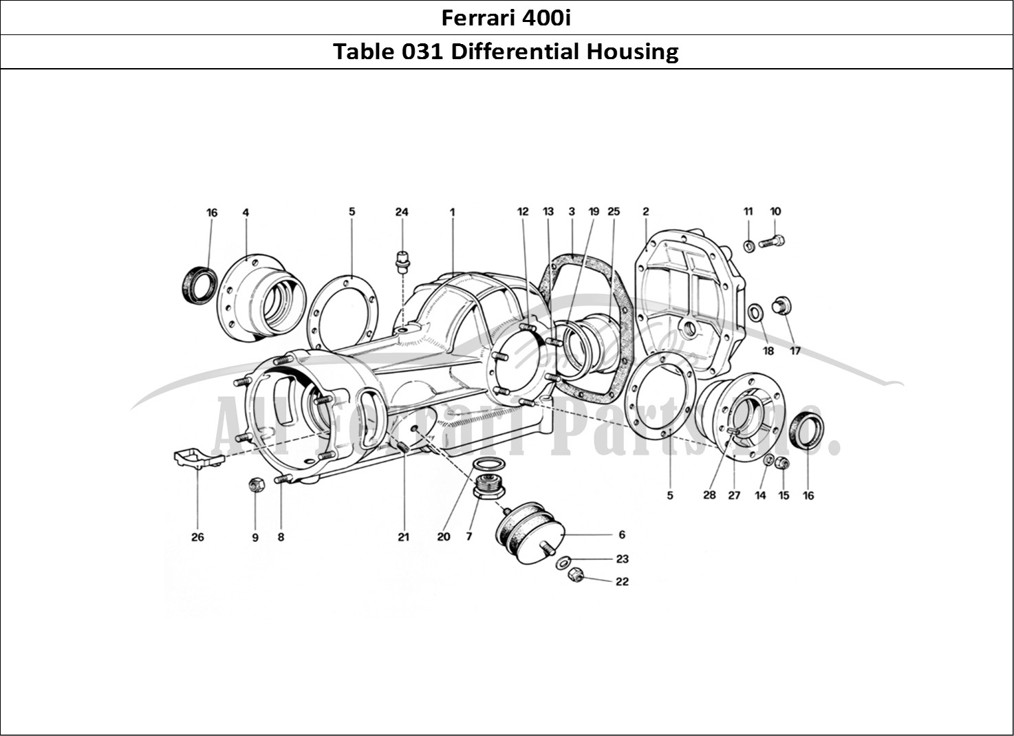 Ferrari Parts Ferrari 400i (1983 Mechanical) Page 031 Differential Housing