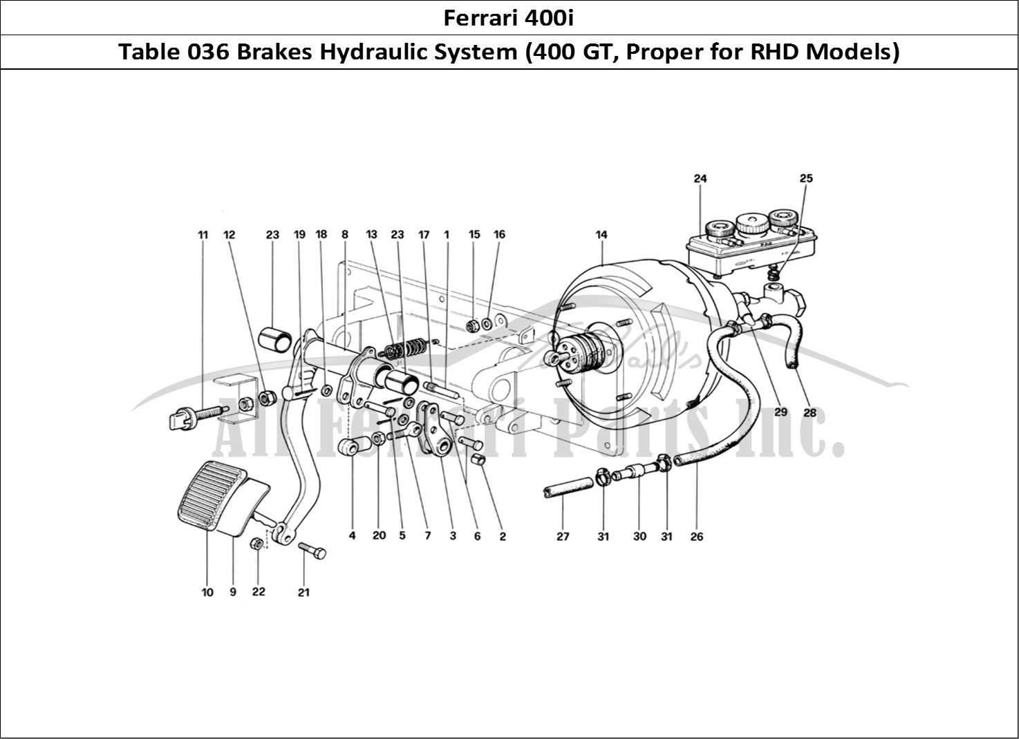 Ferrari Parts Ferrari 400i (1983 Mechanical) Page 036 Brakes Hydraulic Controll