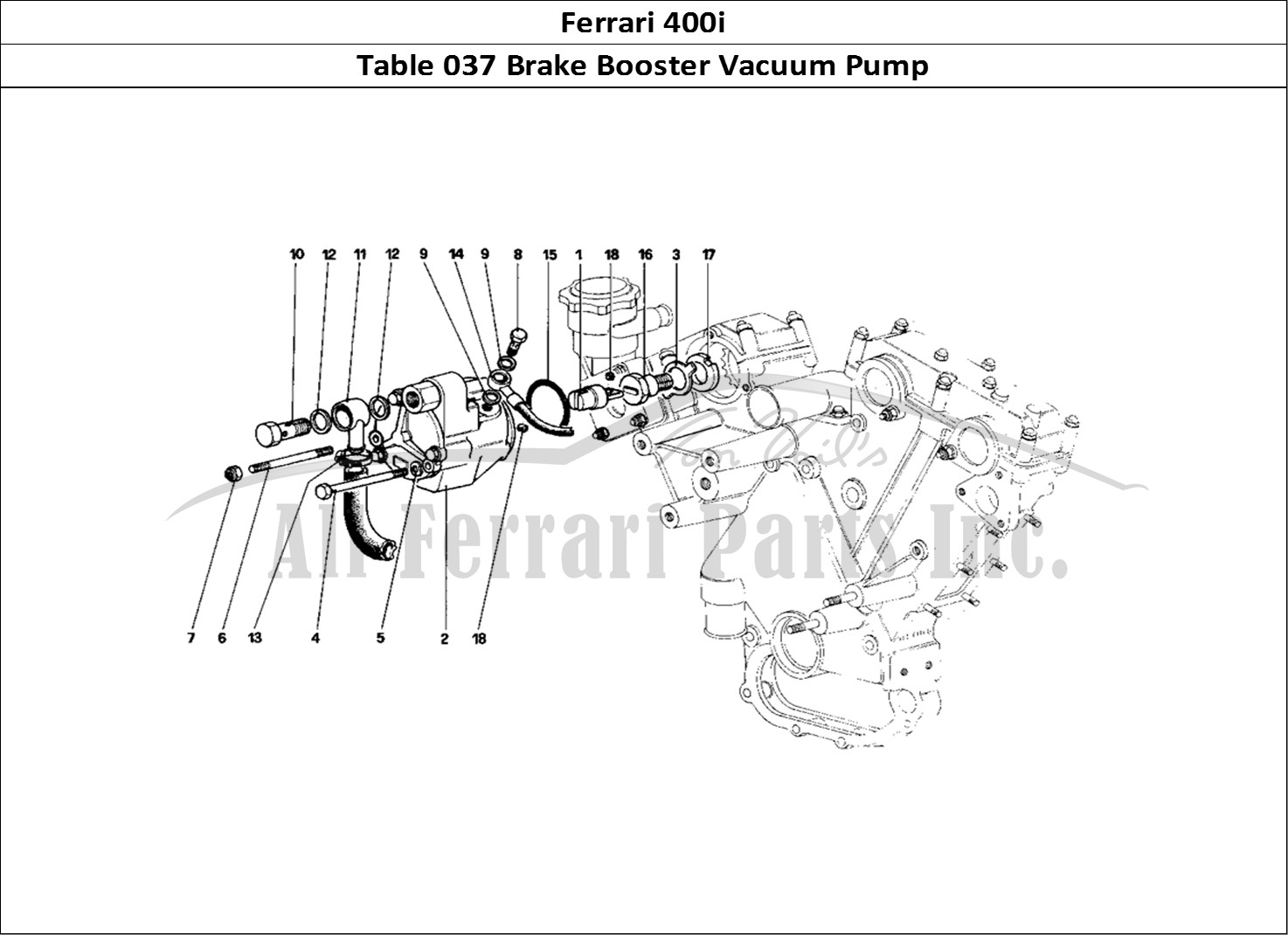 Ferrari Parts Ferrari 400i (1983 Mechanical) Page 037 Brake Booster Vacuum Pump