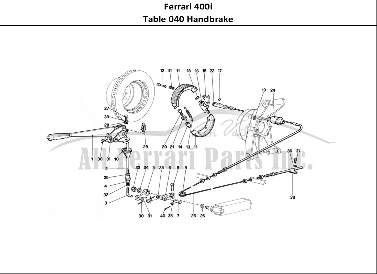Ferrari Parts Ferrari 400i (1983 Mechanical) Page 040 Hand-Brake Controll