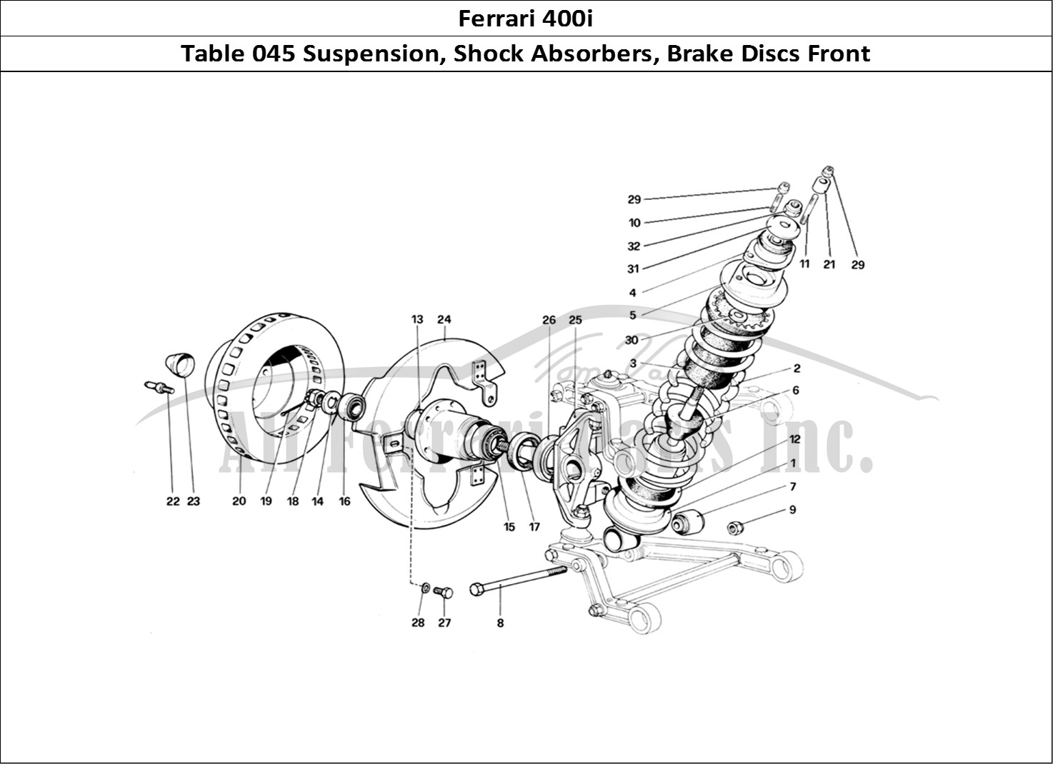 Ferrari Parts Ferrari 400i (1983 Mechanical) Page 045 Front Suspension - Shock