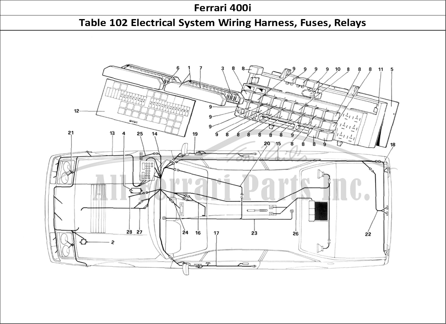 Ferrari Parts Ferrari 400i (1983 Mechanical) Page 102 Electrical System, Fuses