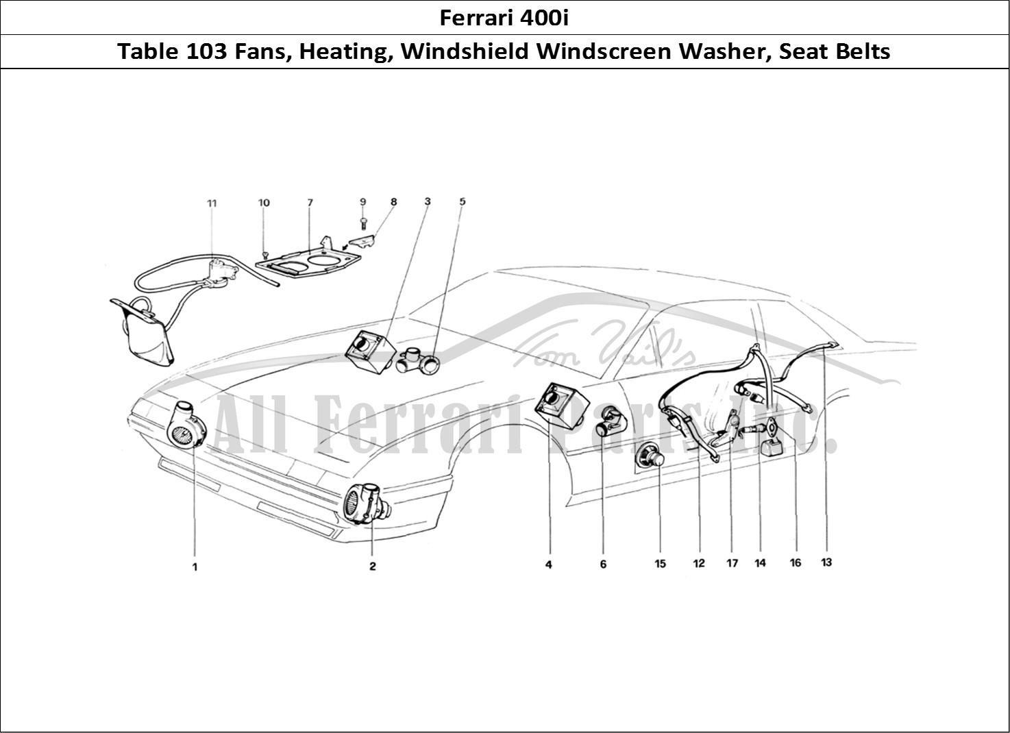 Ferrari Parts Ferrari 400i (1983 Mechanical) Page 103 Cooling Electric Fans - H