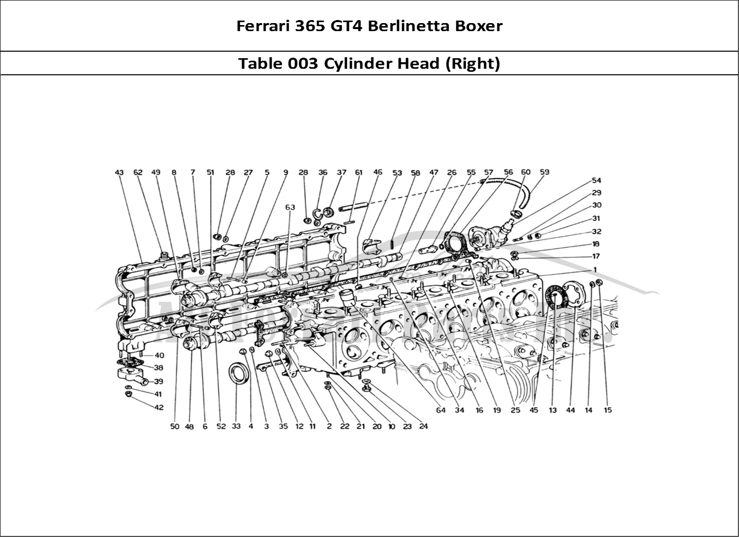 Ferrari Parts Ferrari 365 GT4 Berlinetta Boxer Page 003 Cylinder Head (Right)