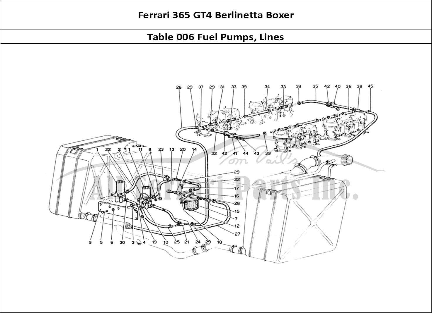 Ferrari Parts Ferrari 365 GT4 Berlinetta Boxer Page 006 Fuel Pumps and Pipes