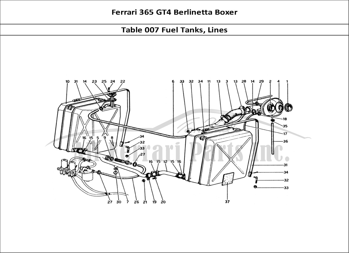 Ferrari Parts Ferrari 365 GT4 Berlinetta Boxer Page 007 Fuel Tanks and Pipes