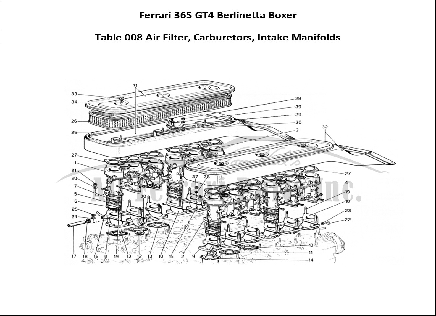 Ferrari Parts Ferrari 365 GT4 Berlinetta Boxer Page 008 Air Intakes and Manifolds