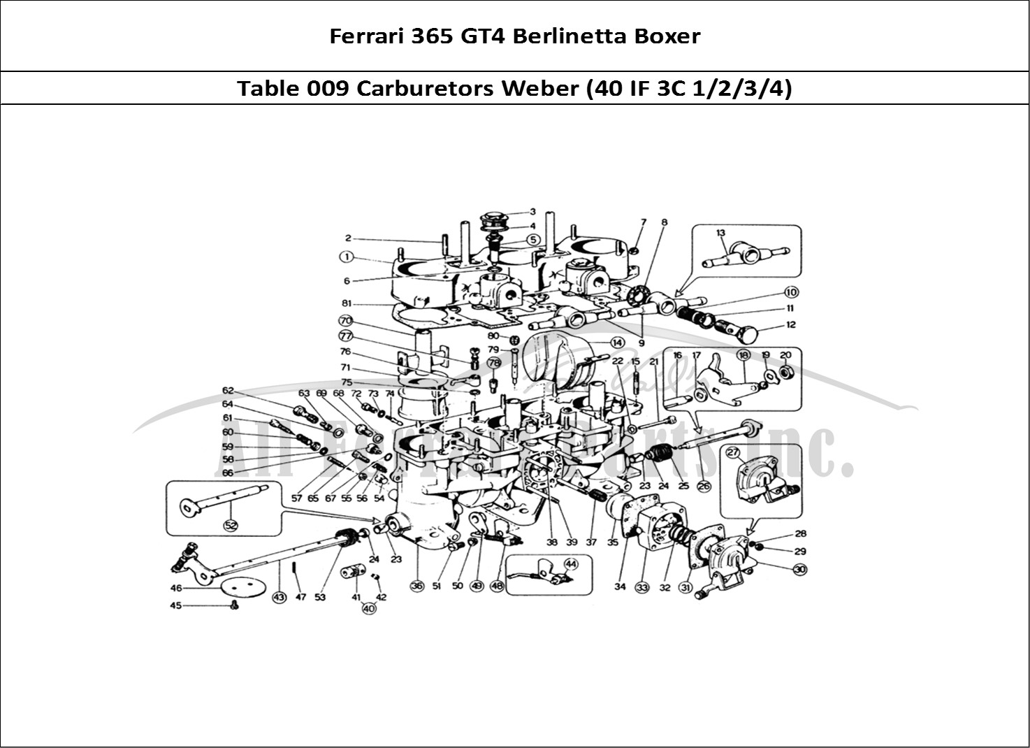 Ferrari Parts Ferrari 365 GT4 Berlinetta Boxer Page 009 Weber Carburettors (40 IF