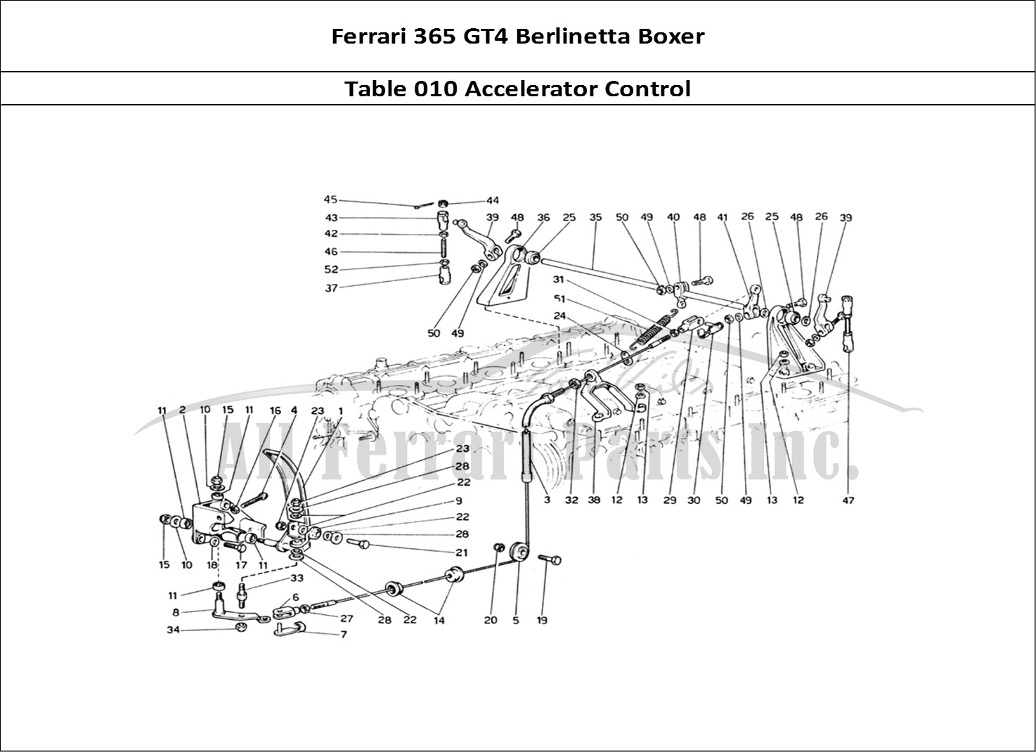 Ferrari Parts Ferrari 365 GT4 Berlinetta Boxer Page 010 Throttle Control