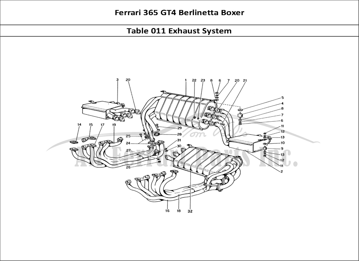 Ferrari Parts Ferrari 365 GT4 Berlinetta Boxer Page 011 Exhaust System