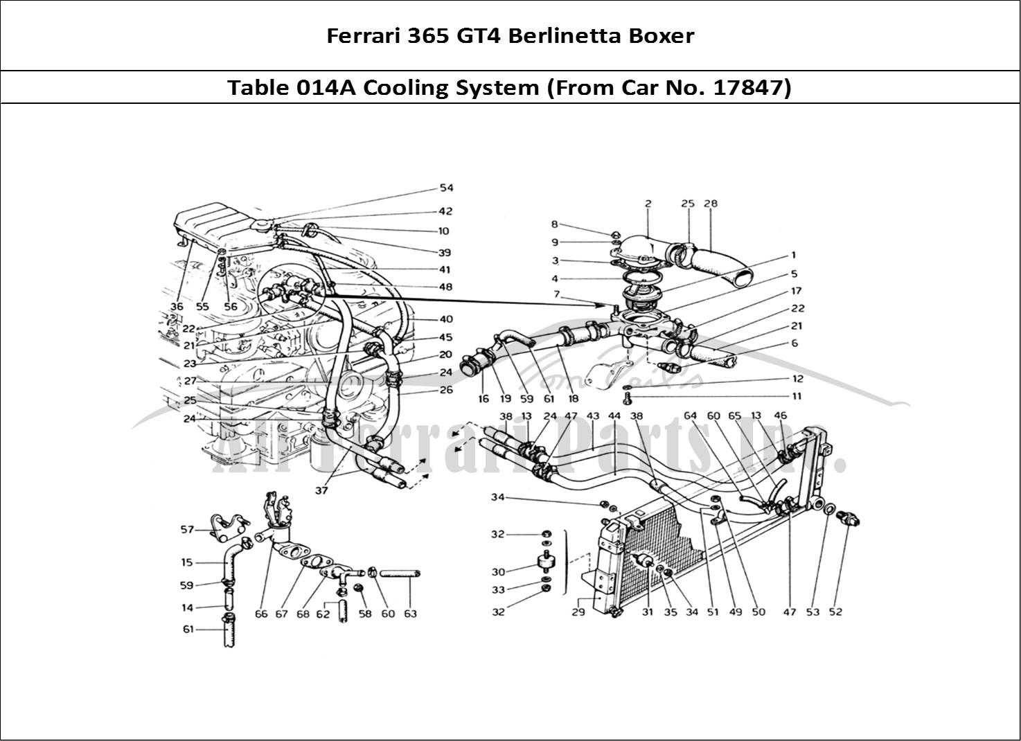 Ferrari Parts Ferrari 365 GT4 Berlinetta Boxer Page 014 Cooling System (From Car