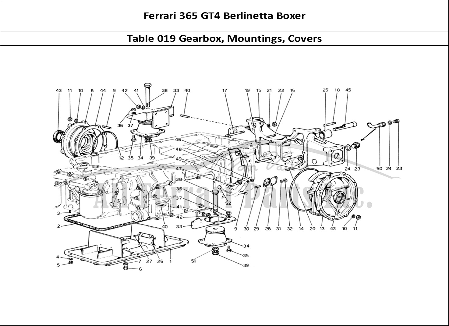 Ferrari Parts Ferrari 365 GT4 Berlinetta Boxer Page 019 Gearbox - Mountings and C