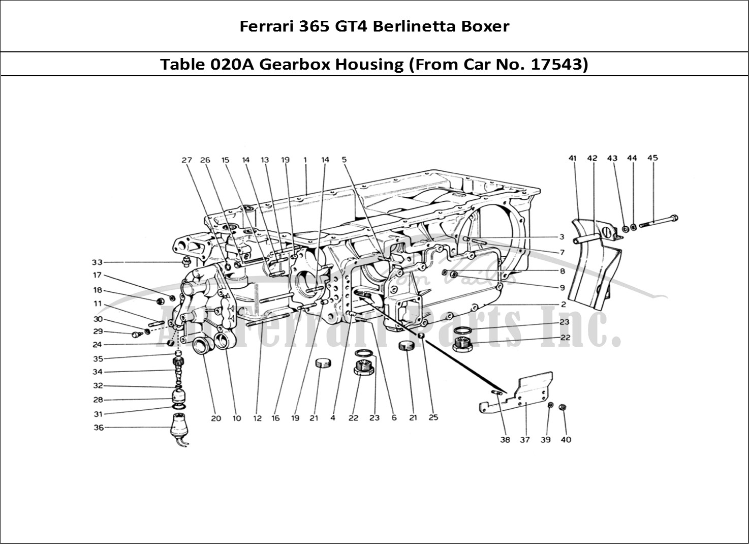 Ferrari Parts Ferrari 365 GT4 Berlinetta Boxer Page 020 Gearbox (From Car No. 175
