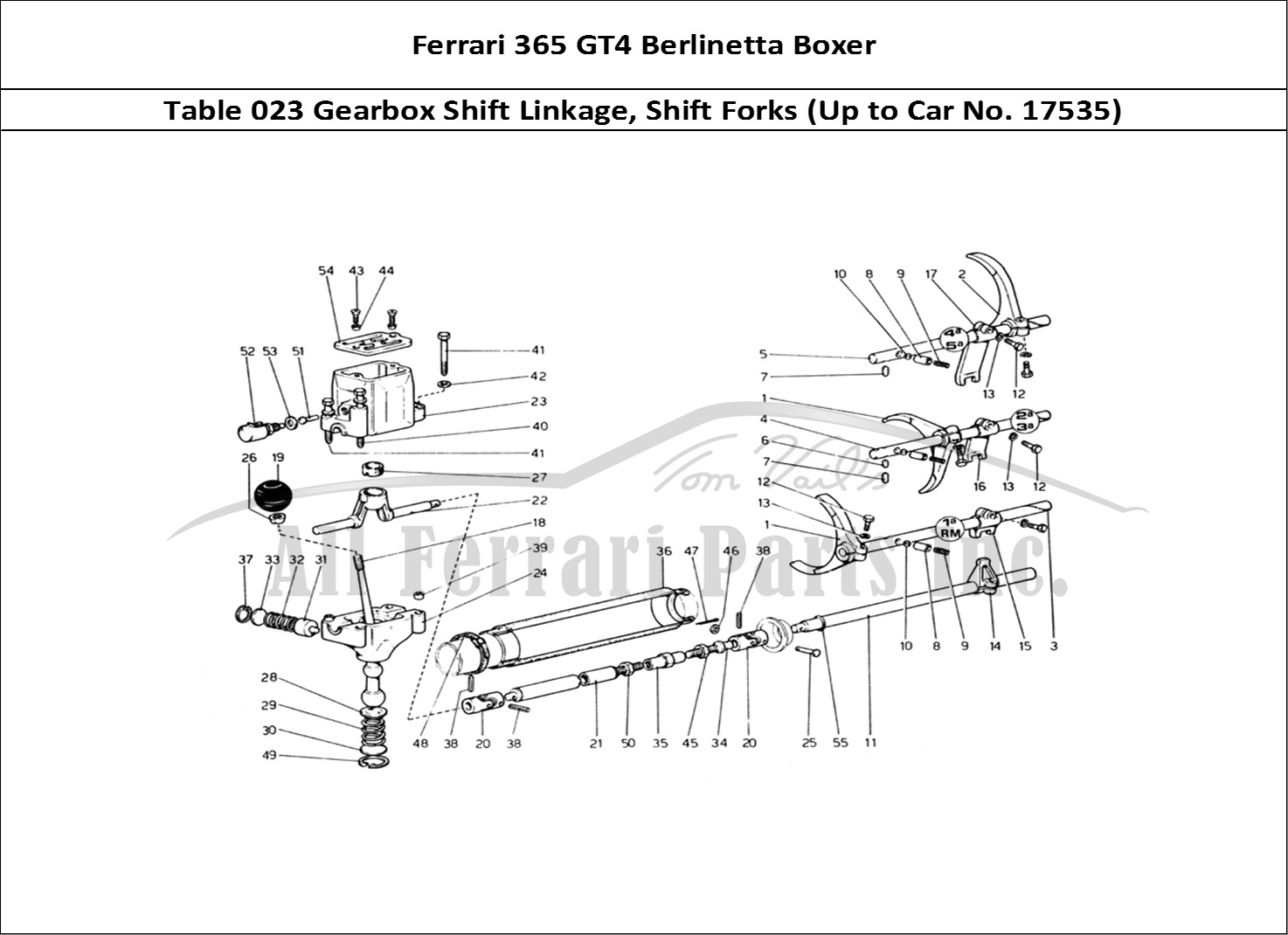 Ferrari Parts Ferrari 365 GT4 Berlinetta Boxer Page 023 Gearbox Controls (Up To C
