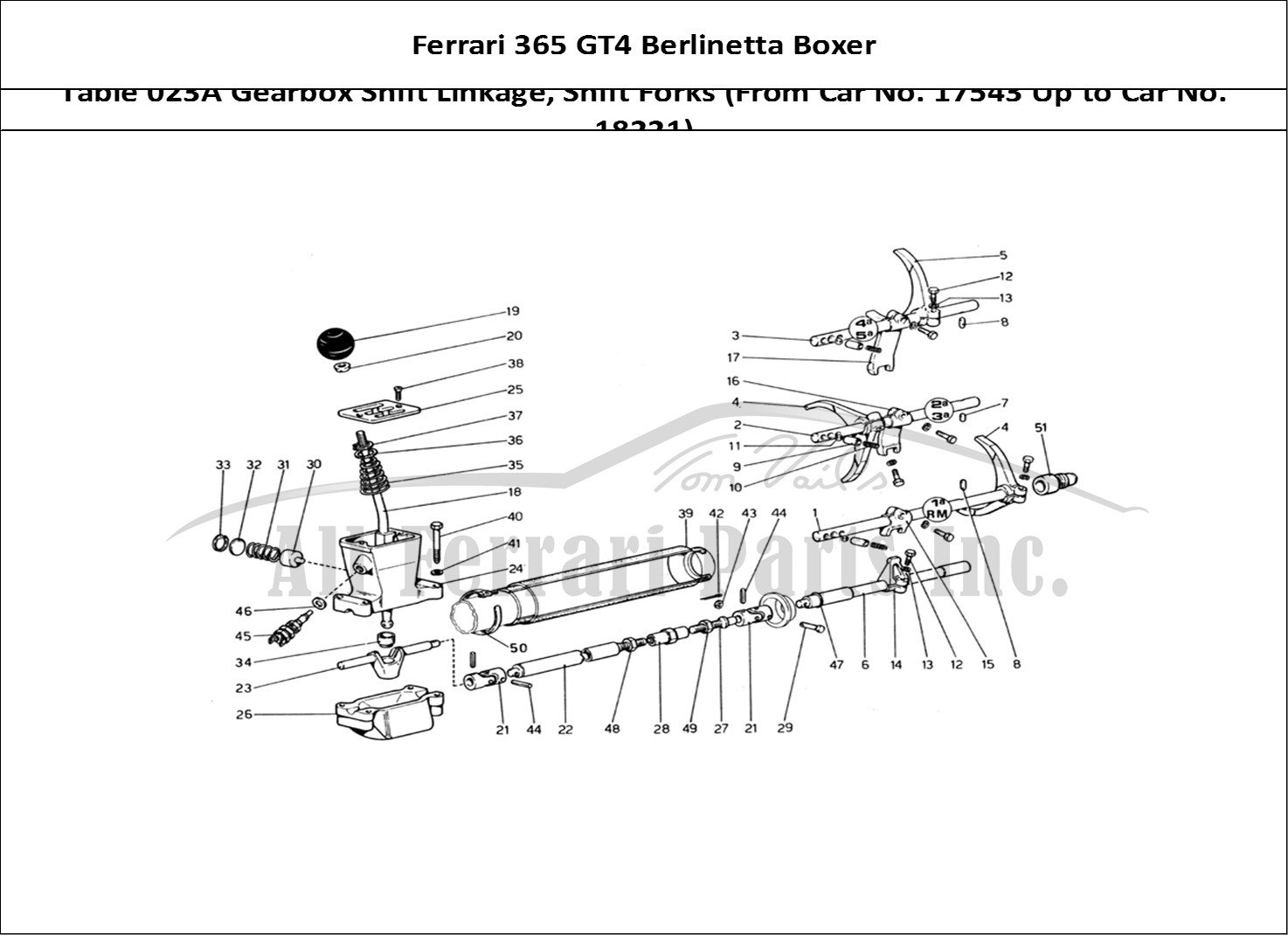 Ferrari Parts Ferrari 365 GT4 Berlinetta Boxer Page 023 Gearbox Controls (From Ca