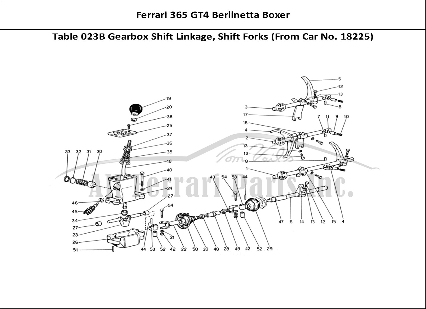 Ferrari Parts Ferrari 365 GT4 Berlinetta Boxer Page 023 Gearbox Controls (From Ca
