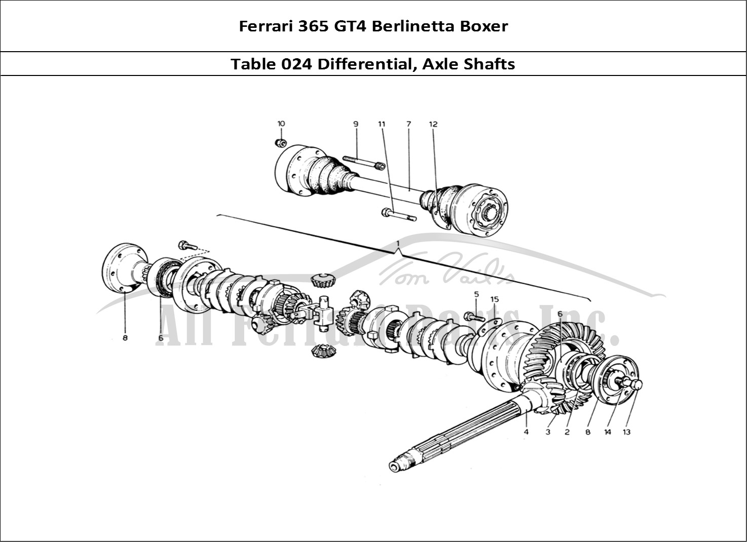 Ferrari Parts Ferrari 365 GT4 Berlinetta Boxer Page 024 Differential & Axle Shaft