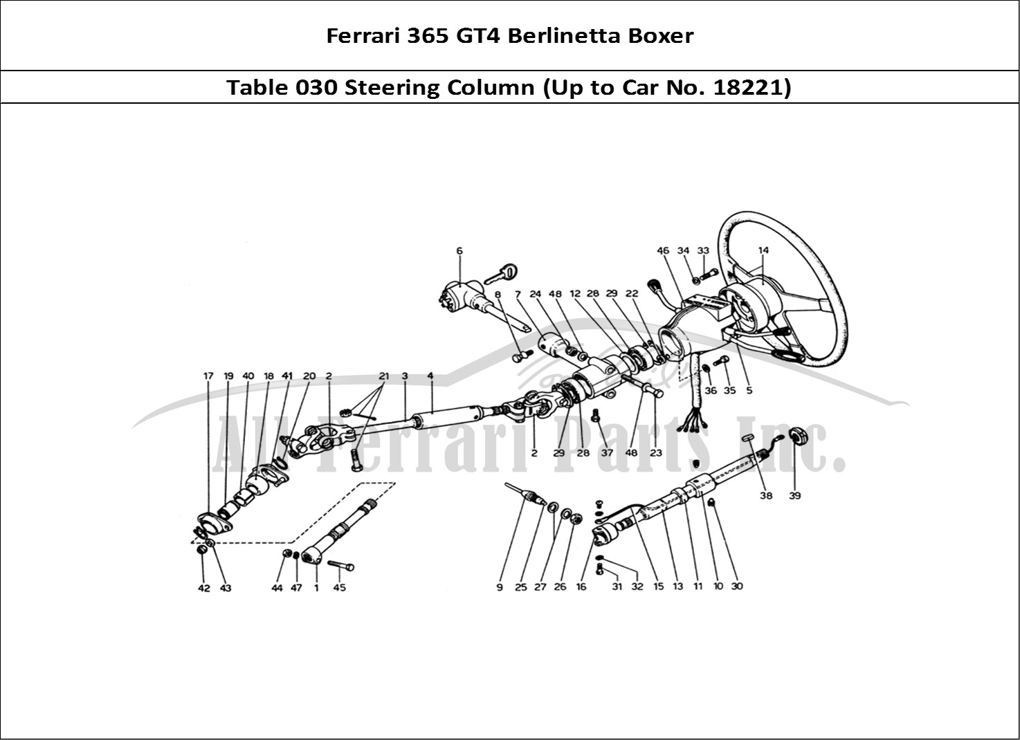 Ferrari Parts Ferrari 365 GT4 Berlinetta Boxer Page 030 Steering Column (Up To Ca
