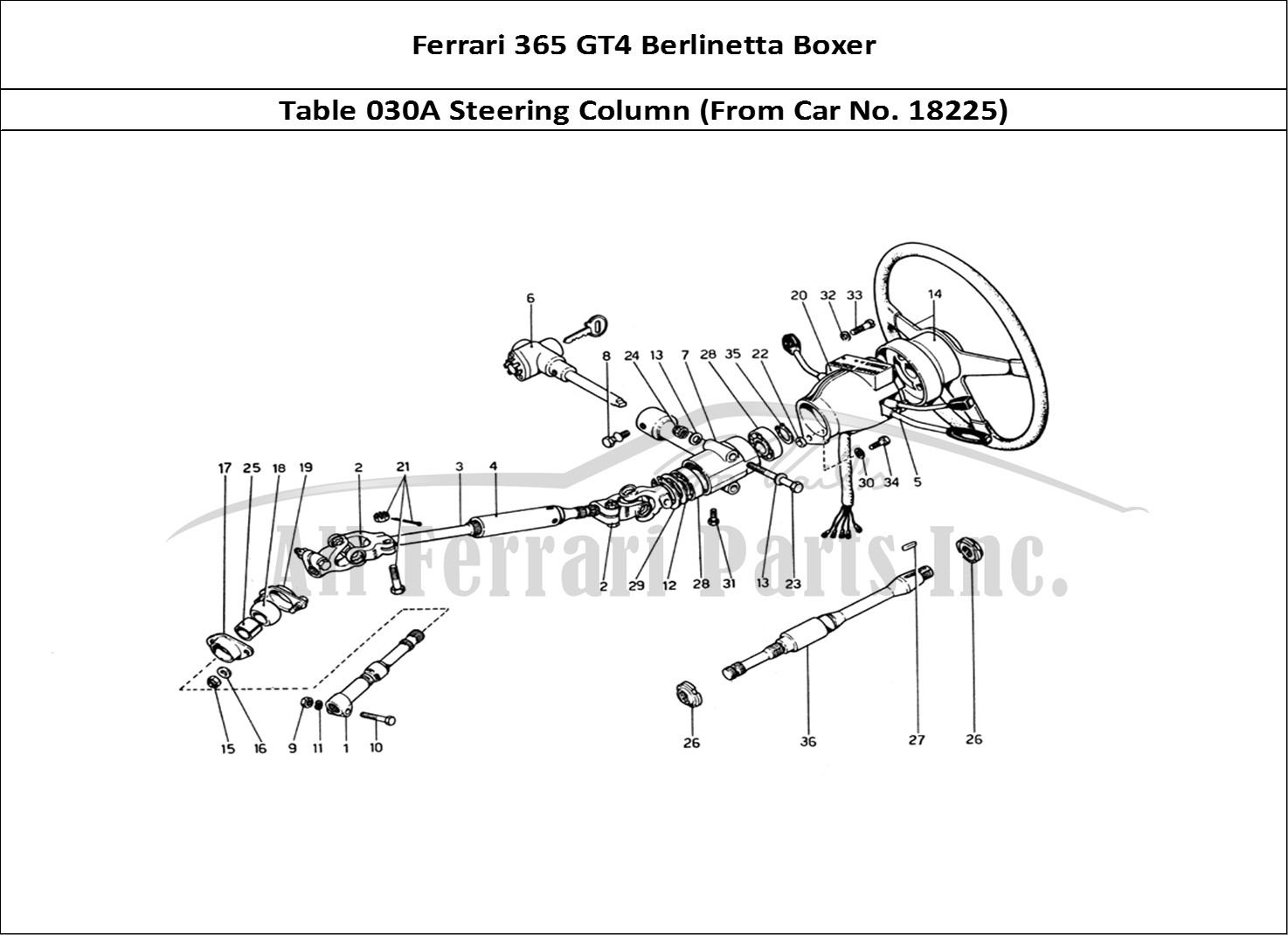 Ferrari Parts Ferrari 365 GT4 Berlinetta Boxer Page 030 Steering Column (From Car