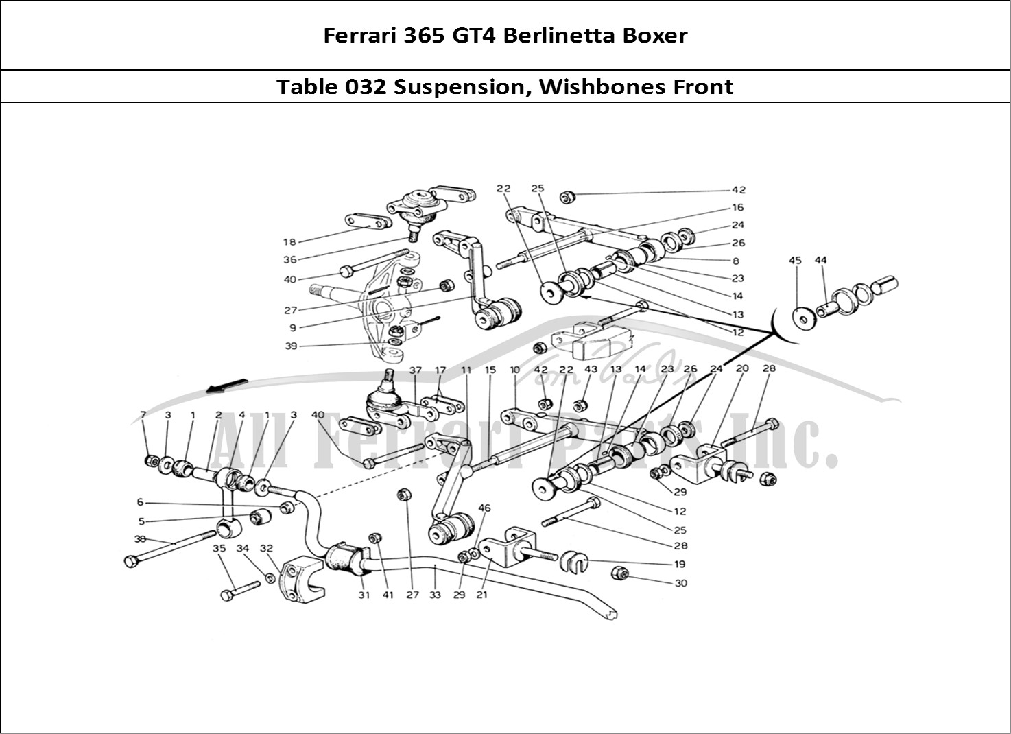 Ferrari Parts Ferrari 365 GT4 Berlinetta Boxer Page 032 Front Suspension - Wishbo