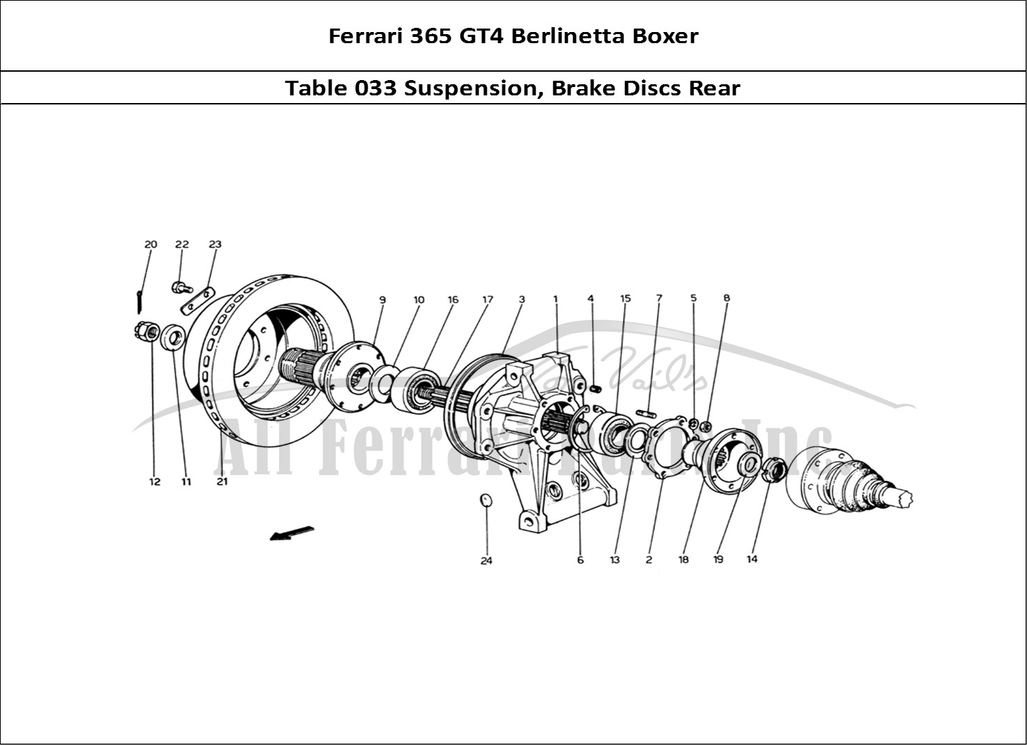 Ferrari Parts Ferrari 365 GT4 Berlinetta Boxer Page 033 Rear Suspension - Brake D