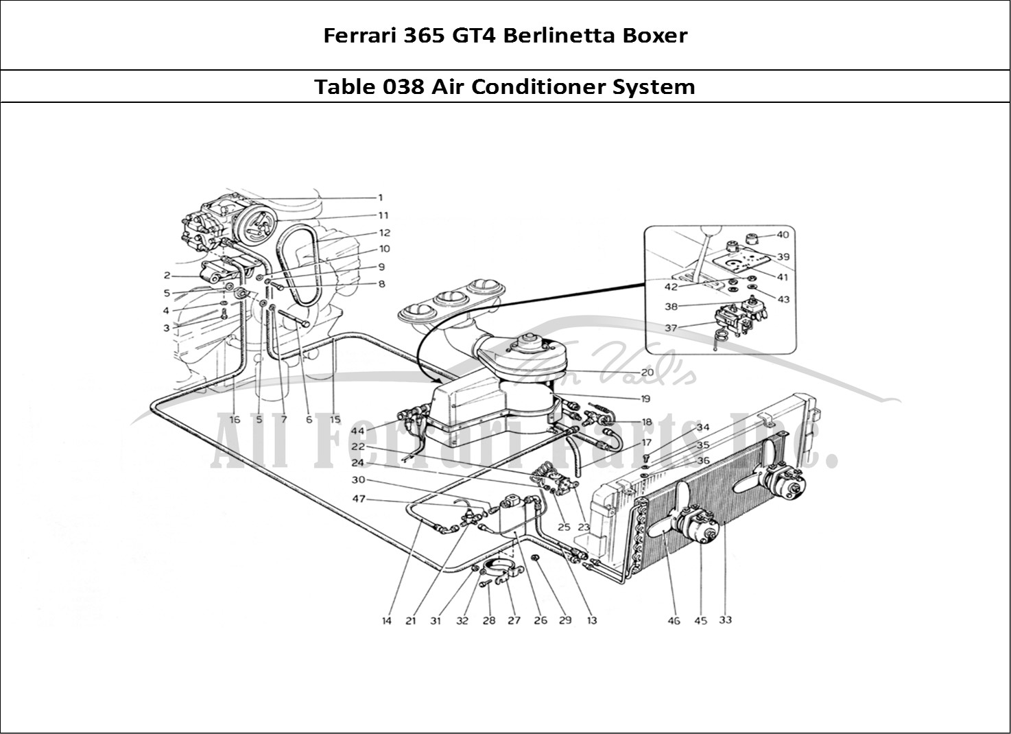 Ferrari Parts Ferrari 365 GT4 Berlinetta Boxer Page 038 Air Conditioning System