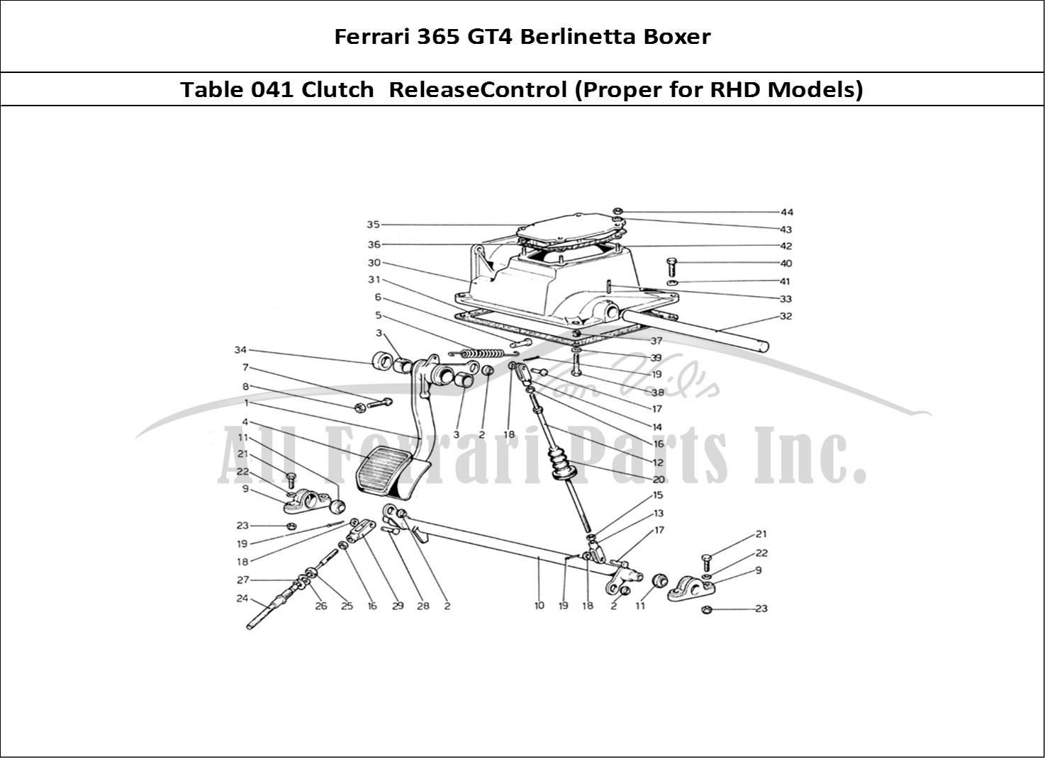 Ferrari Parts Ferrari 365 GT4 Berlinetta Boxer Page 041 Clutch Release Controll (