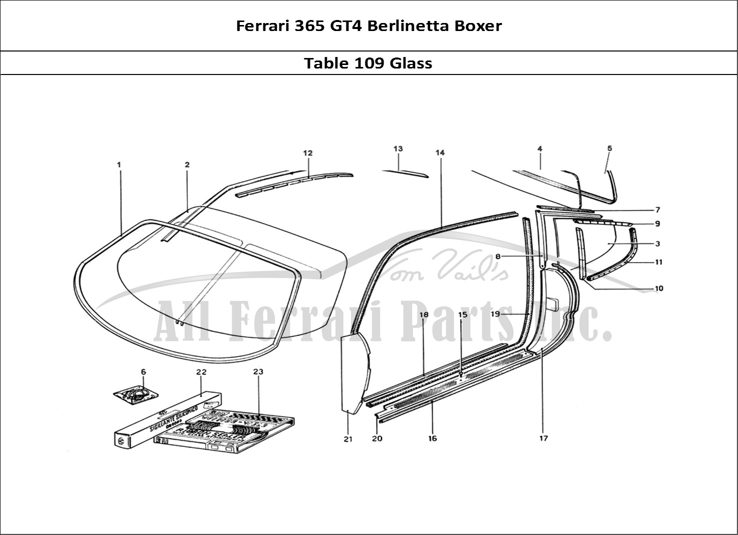 Ferrari Parts Ferrari 365 GT4 Berlinetta Boxer Page 109 Glasses