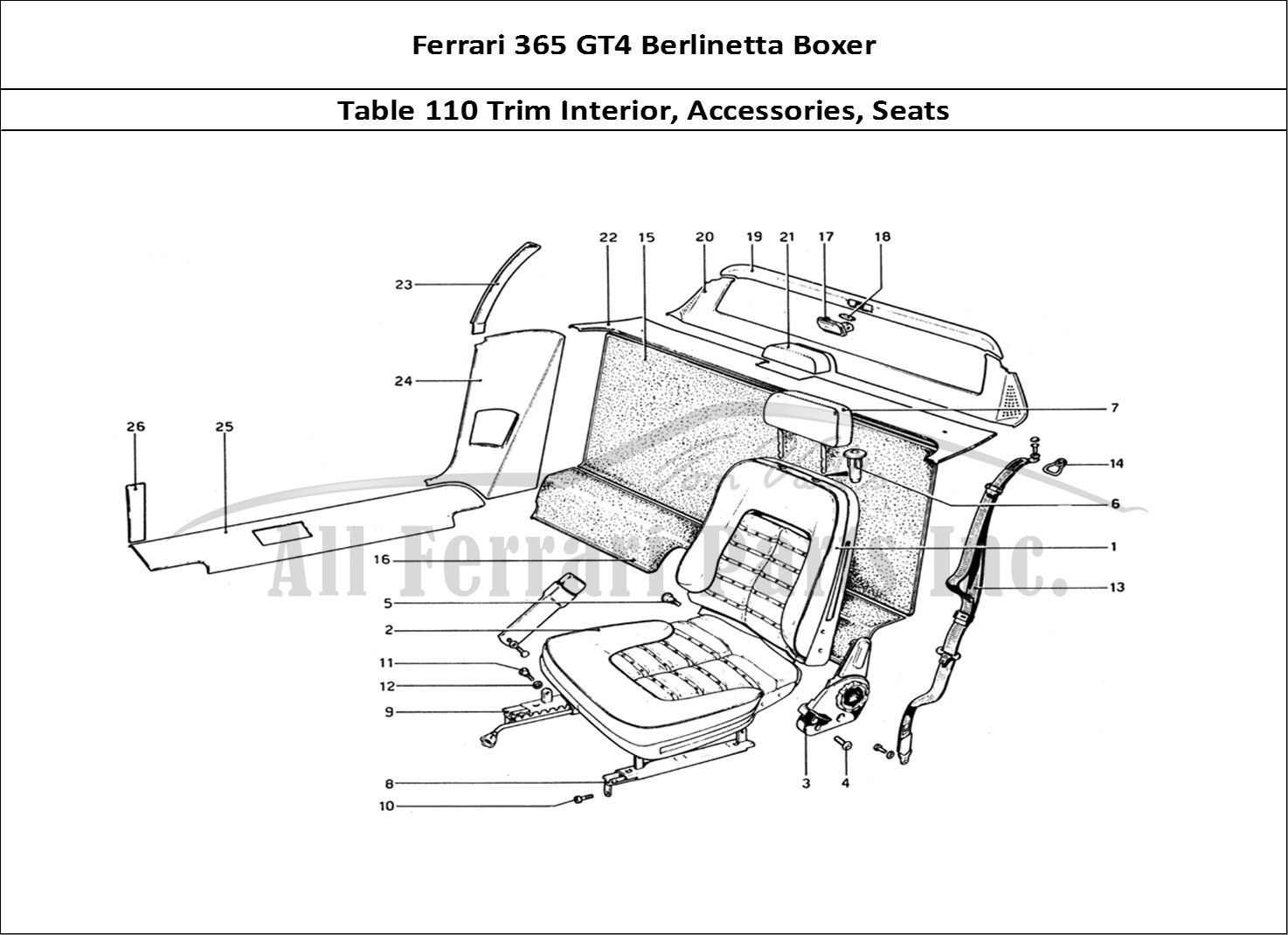 Ferrari Parts Ferrari 365 GT4 Berlinetta Boxer Page 110 Interior Trim, Accessorie